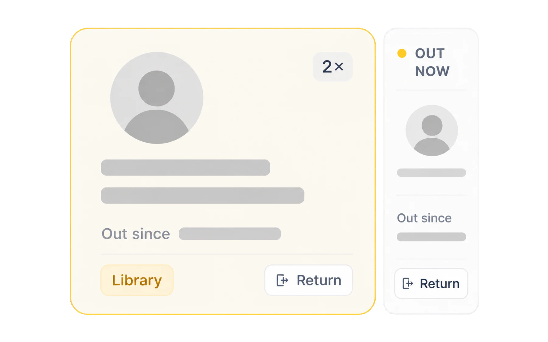 A student card showing “Out since 11 mins ago”, the destination, and a Return button